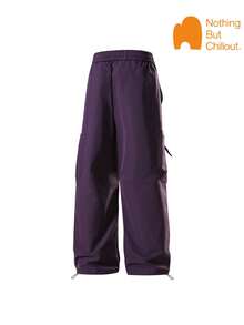 NBCT Black Multi-Pocket Functional Cargo Pants With Large Pockets, Drawstring Waist And Cuffs, Versatile Outdoor Hiking Camping Climbing Long Pants For Women - Purple - View 4