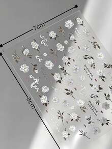 Nuevo set de pegatinas faciales estilo chino con camelia blanca de tinta lavada y nubes auspiciosas, con strass de perla blanca cremosa en capas pequeñas y grandes, con patrón floral de rama de caligrafía vintage, pegatinas transparentes invisibles ligeras e impermeables, adecuadas para sesiones de fotos al aire libre con Hanfu, fotografía vintage, maquillaje de escenario clásico, se pueden aplicar libremente a lo largo de las cejas, los ojos y las mejillas, creando una decoración facial desechable de estilo chino suave y etéreo - Multicolor - Ver 7