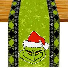 The Grinch 1pc Green Monster Christmas Table Runner, Merry Christmas Tablecloth, Christmas, Winter Holiday, Home, Kitchen, Dining Room, Table Decor, 13x72 Inches - Multicolor - View 14