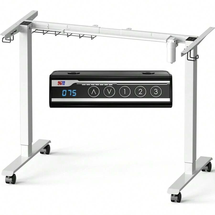 SHW - Marco de computadora eléctrico de alta calidad, base motorizada ajustable en altura para mesas de 40 a 72 pulgadas, marco de soporte suave para el hogar u oficina, color blanco - blanco - Ver 1