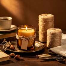 1件 200米重型黃麻繩，天然復古粗麻編織繩，蛋糕甜點食品綁繩，節日禮物包裝繩，適用於食品綁紮、園藝、禮物包裝、手工DIY與藝術裝飾 - 棕色 - 查看 7