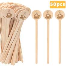 50pcs Disposable Stir Sticks - 15cm Round Head, Wooden Coffee Stirrers Easy To Grip, Suitable For Cold And Hot Beverages - For Coffee, Milk Powder, Honey, Tea, Cocktails - Multicolor - View 8