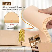 SUANGL Tattoo Practice Skin Notebook 1mm Thickness 10 Sheets Flexible Silicone Simulated Skin Portable Pocket Size Tattoo Training Practice Skin Suitable For Pattern Transfer And Needle Technique Practice - Multicolor - View 2