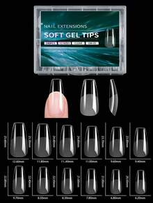 240 piezas de uñas postizas de cobertura completa semimate, forma de ataúd M, estilo francés, uñas falsas, delgadas por delante y gruesas por detrás, talla grande ajustadas y seguras, uñas artificiales, suministros de arte de uñas, adecuadas para niñas y mujeres para DIY de uñas - transparente - Ver 9