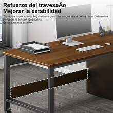 120CM Escritorio de Oficina Minimalista, Espacioso Escritorio para Computadora con 3 Cajones, Escritorio Minimalista con Patas de Mesa Reforzadas, Ideal para Estudio,Juegos y Trabajo (Marrón) - Marrón - Ver 5