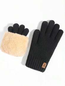 1 Paar Damen Schwarze Winter Thermisch Gefütterte Dicke Touchscreen Warme Handschuhe, Kaltwetter Warme Mode Vollfinger Handschuhe, Geeignet für Party, Autofahren, Gaming, Radfahren, Wandern, Schreiben - A - Übersicht 1