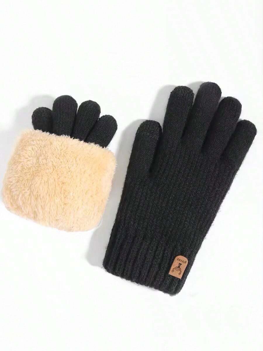 1 Paar Damen Schwarze Winter Thermisch Gefütterte Dicke Touchscreen Warme Handschuhe, Kaltwetter Warme Mode Vollfinger Handschuhe, Geeignet für Party, Autofahren, Gaming, Radfahren, Wandern, Schreiben - A - Übersicht 1