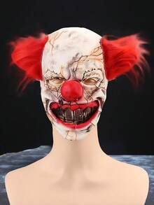 Adult Horror Killer Clown Mask, Scary Halloween Clown Mask With Red Hair, Suitable For Halloween, Carnival, Costume Party And Horror Themed Events, Ideal Holiday Gift For Family And Friends - Multicolor - View 12