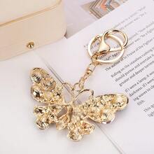 1Pc Gold Trim Multicolor Bling Rhinestone Butterfly Key Pendant Portable Decorative Key Accessory For Daily Matching - Multicolor - View 7