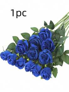 1/5/12/20/40pcs Deep Blue 20 Inch Valentine's Day Gift Artificial Flowers, High-End Artificial Roses, Suitable For Home Decor, Room Decor, Tabletop Decor, Wedding Decor, Bridal Bouquet, Wrist Corsage, Bouquet Materials - Blue - View 10