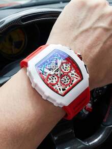 ONOLA Brand Fashion Chronograph Watches Quartz Watch For Men Tonneau Sport Waterproof Wristwatch With Gift Box - 白色 - 查看 4