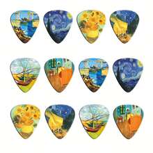 Set 12 Buah Pick Gitar Gaya Van Gogh | Bahan ABS Cetak Warna Dua Sisi | Kompatibel dengan Berbagai Instrumen Gitar/Gitar Listrik/Bass | Aksesori Musik Koleksi Seni | Hadiah Kreatif untuk Pecinta Musik - MultiWarna - View 4