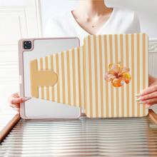 1PC Pink Striped Starfish Print 360° Rotatable Tablet Case Compatible With IPad 11/A16/10th/Air4/5/6/Pro 12.9/2024/2025/2020/2021/2022/2023/10.2/10.9, Case For Galaxy Tab A8/A9 Plus/S6 Lite/S7/S9FE PLUS, Case Compatible With Xiaomi, Perfect For Work, Travel, And Home Use, Compatible With Oppo Pad, Compatible With Huawei Matepad, Compatible With Vivo Pad, Compatible With Honor Pad, Compatible With Lenovo Xiaoxin Pad - Multicolor - View 1