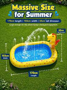 1/2/50/51/52 Pcs 3-In-1 Thickened PVC Inflatable Sprinkler Pool, With Upright Sprinkler, Outdoor Water Toy, Suitable For Summer Backyard Play Mat, Water Spray Pool - Wading Pool - View 4