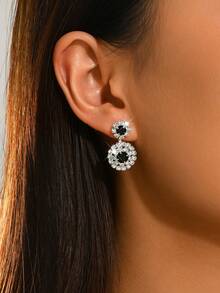1 Pair Exquisite Women's Stud Earrings With Sparkling Rhinestone Details, Versatile For Party And Date Outfits - Multicolor - View 11