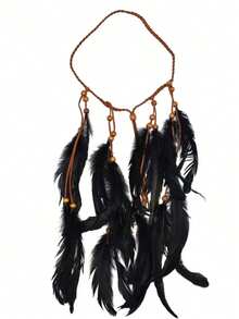 1pc Bohemian Style Long Feather Hair Chain, Women's Beach Vacation, Party, Music Festival Hair Accessory Jewelry Feather Headband - 127 - View 10