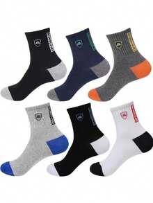 6 Pairs Men's Anti-Slip Anti-Odor Anti-Sweat Casual Versatile Sports Mid-Calf Socks For All Seasons - Multicolor - View 4