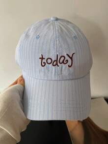1件 Y2K 風格女款棒球帽，美式復古條紋「Today」刺繡棒球帽，大帽簷顯小臉遮陽帽，飾有刺繡條紋字母與可愛蝴蝶結，百搭運動遮陽帽，適合派對與日常穿著 - 彩色 - 查看 15