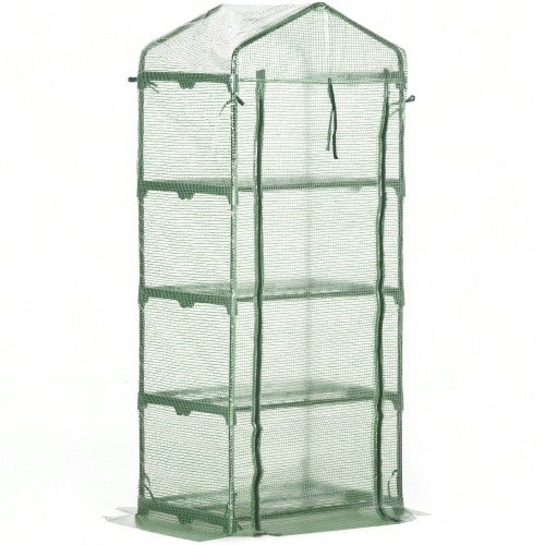 Aluminium Greenhouse 70x50x160cm With 4 Plant Shelves, Green Cold Frame, Ideal For Gardening Enthusiasts - Dark Green - View 1