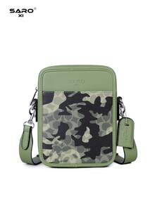 saroxi Bolso bandolera para hombre con bolsillo lateral, bolso de una sola correa, bolsa para artículos pequeños, multifuncional para ir al trabajo y uso casual, bolso para teléfono, estilo camuflaje minimalista, regalo para hombres, novio, bolso de moda - Multicolor - Ver 6