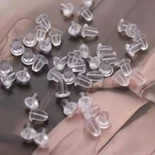 50/100pcs Earring Backs With Caps, 5mm Soft Stopper Earring Backs For Women, Fashion Earring Accessories, Suitable For Teardrop Earrings, Piercing Repair And Transparent Ear Plugs, Anti-Drop Anti-Slip Comfortable Invisible Ear Stoppers, Universal Earring Fixing Accessories, Suitable For DIY Handmade And Daily Wear Replacement, Cross-Border Hot-Selling Transparent Earring Backs, Secure Fit And Not Easy To Fall Off - Transparent - View 5