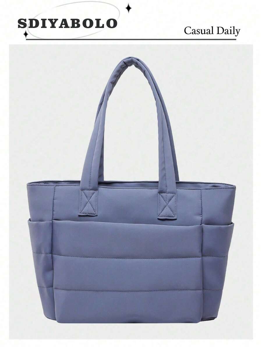 Bolso de mano para mujer, bolso ligero y esponjoso, adecuado para viajes, trabajo, playa, gimnasio, compras - Beis - Ver 1
