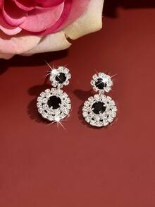 1 Pair Exquisite Women's Stud Earrings With Sparkling Rhinestone Details, Versatile For Party And Date Outfits - Multicolor - View 5
