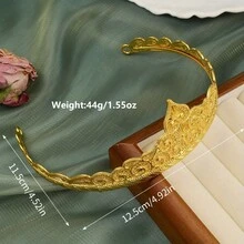 1件裝女款皇冠奢華復古風新娘髮箍，新娘髮飾，節慶傳統派對頭飾 - 金色 - 查看 6