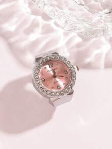 New BLINGBLING Fashion Ring Watch, Minimalist Unique Square Design With Rhinestones, Hot Style, Stackable, Niche Designer Piece, Suitable For Daily Wear, Dating, Party, Birthday Gift - one-size - View 10