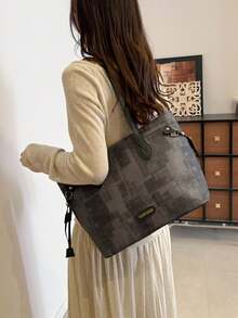 Vintage Commuter Large Capacity Underarm Bag For Women 2026 New Fashion Shoulder Bag Minimalist Personalized Handheld Tote Bag - Black - View 5