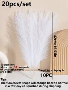 10/15/300pcs Elegant Artificial Reed Grass, Soft Feather-Like Artificial Flowers, Suitable For Home And Outdoor Decor, Weddings, Holidays, No Container Needed, Best For Autumn - White - View 3
