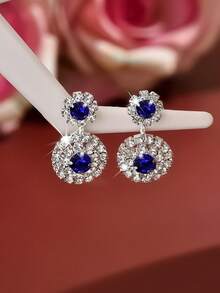 1 Pair Exquisite Women's Stud Earrings With Sparkling Rhinestone Details, Versatile For Party And Date Outfits - Multicolor - View 7