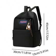 A Unisex, Plain, Large-Capacity Backpack For High School Students. It Features A Simple And Versatile Design With Multiple Pockets. - Black - View 8