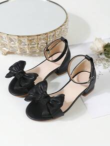 Neue schwarze Mode-Sandalen für Mädchen mit doppellagigem Satinband-Schleifendesign, elegant und raffiniert, geeignet für den täglichen Gebrauch von Mädchen, römische Sandalen mit niedrigem Absatz, geeignet für Tanzaufführungen, Hochzeitsblumenmädchen, Partys, Festivals, Abschlussfeiern, passend zu Kleidern, High-Heel-Sandalen für Mädchen in großen Größen, Prinzessinnen-Sandalen - Schwarz - Übersicht 11