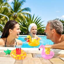 Summer Pool Accessory 2/6/10 Pack Inflatable Flamingo Floating Cup Holder Waterproof PVC Floating Drink Coaster For Beach Vacation Pool Party - Multicolor - View 6