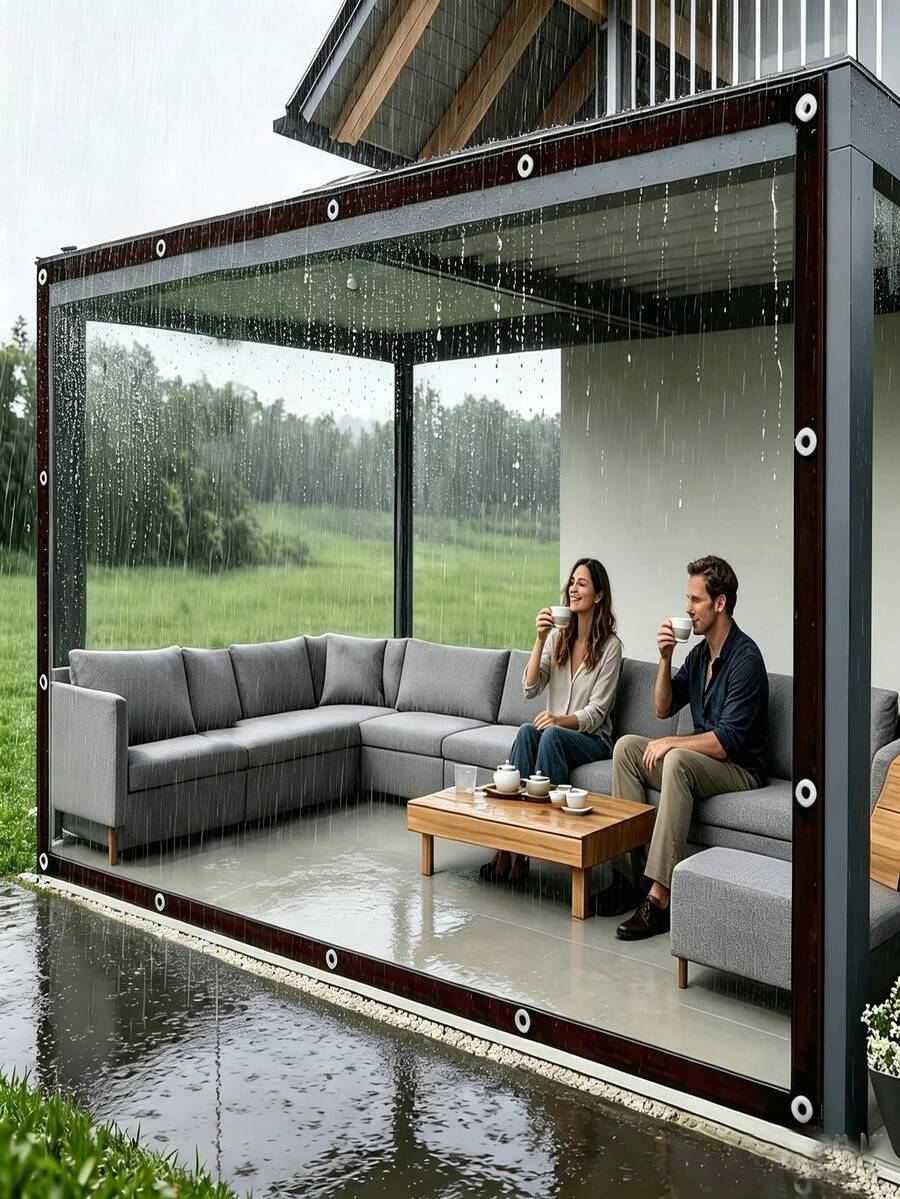 1件透明防水遮陽篷，防水篷布，花園雨遮，陽台遮陽網，防雨保暖遮陽，適用於花園、門廊、動物/植物圍欄及其他戶外區域，耐用戶外花園裝飾