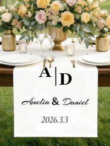 Customized Personalized Wedding Table Runner And Welcome Banner, Suitable For Weddings, Receptions, Ceremonies, Woven Fabric, Customizable Text, Rectangular Table Decor, Suitable For Outdoor Events, Name/Date/Phrase Decoration - Multicolor - View 6