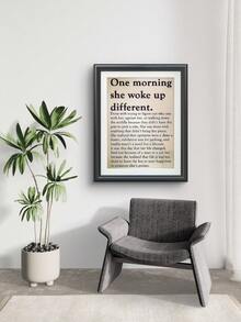 1PC/Vintage Inspirational Wall Art One Morning She Woke Up Different Quote Canvas Women Empowerment Positive Self Love Decor Minimalist Bedroom Office Farmhouse Mental Health Art Gift For Strong Women - A - View 4