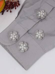 1/2/4pcs 23mm Rhinestone Floral Metal Button Covers, Women's Crystal Button Caps, Detachable Clip-On Button Covers, Crystal Decorative Buttons For Clothing, With Pliers, Suitable For Dresses, Suits, Evening Gowns, Shirts Accessories, Lead Color - Multicolor - View 14