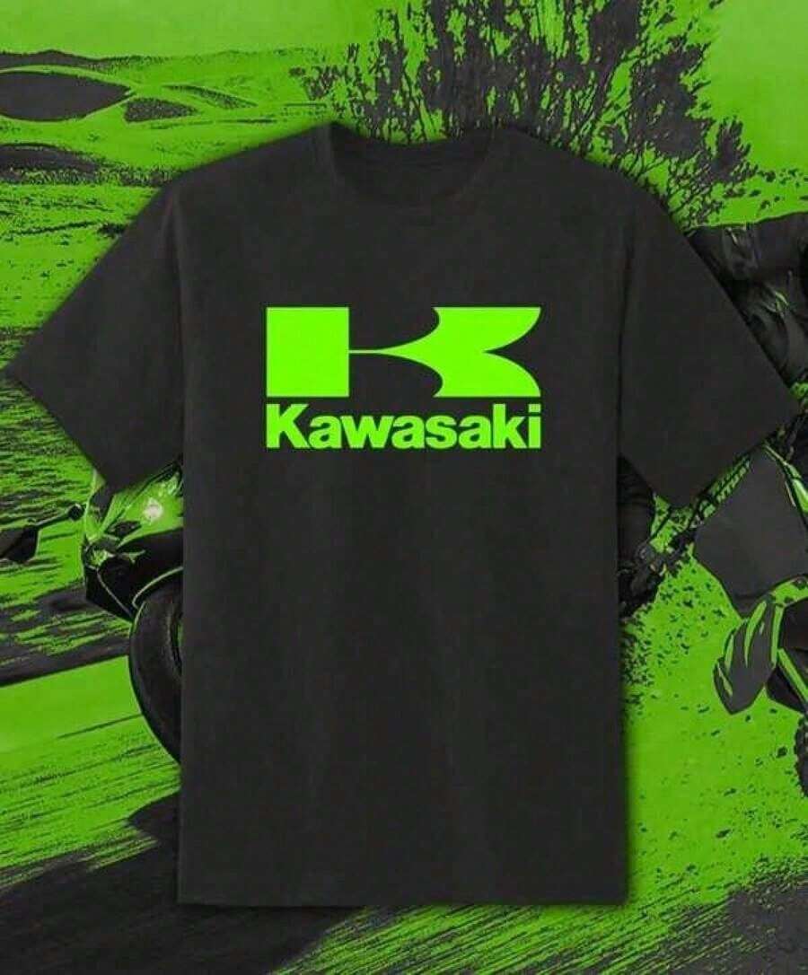 Men's Short-Sleeved Printed T-Shirts, Men's Plus-Size Cotton Clothing, Kawasaki K Logo T-Shirts, Men's Motorcycle Print T-Shirts - 黑色 - 查看 1