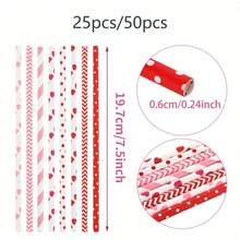 25/50pcs Paper Straws - Striped Straws, Non-Wetting Paper Straws, Suitable For Daily Drinking And Crafting, Also Applicable For Birthday Parties, Weddings, Theme Parties And Other Occasions - A - View 2