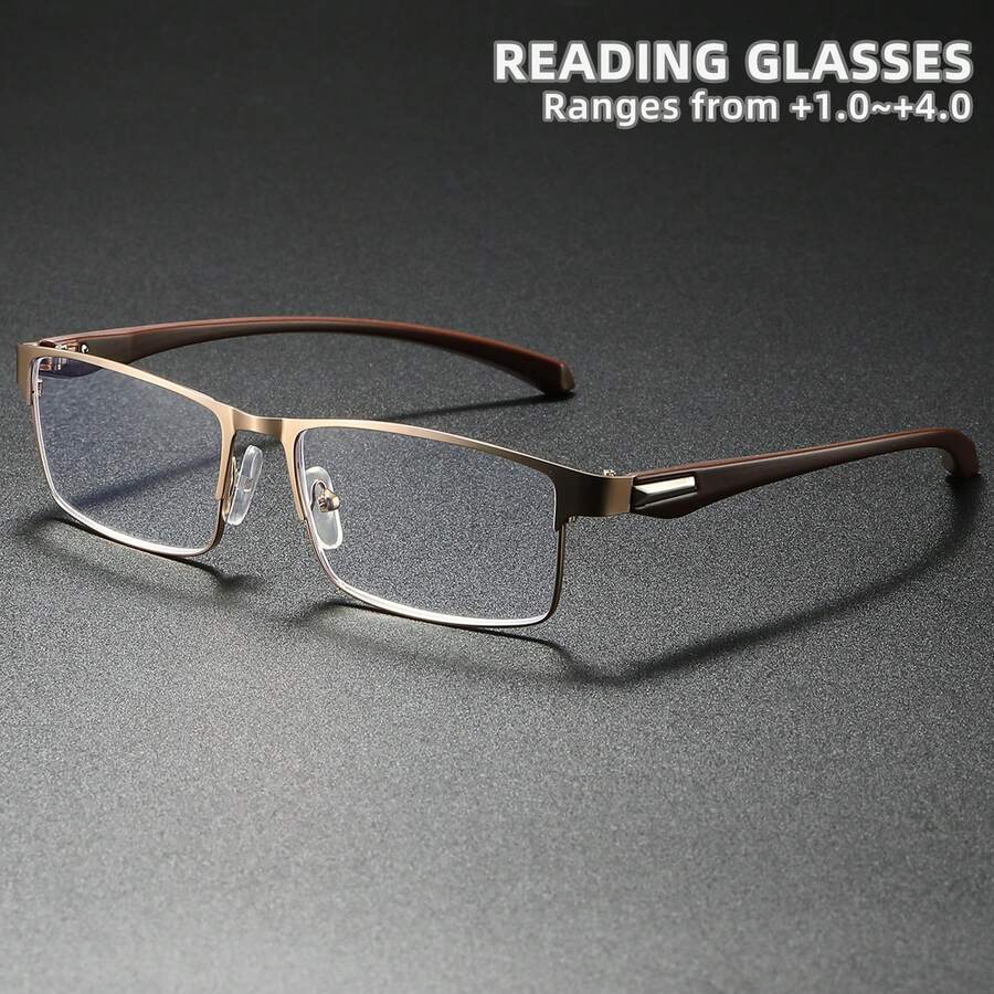 Rivsar Classic Business Minimalist Reading Glasses, New Square Half-Frame Stainless Steel Super Lightweight Reading Glasses, High-Definition Eye Protection, Long-Term Wear Without Dizziness, Suitable For Reading/Sewing/Business/Office/Elegant/Daily Wear, Lightweight Square Hinged Frame, Suitable For Sports Anti-Slip, Computer Comfortable Reading, Anti-Eye Fatigue Reading Glasses, Convenient Carrying Design Fits All Face Shapes, Luxury Brand Designer Glasses, Holiday Gifts, Gifts For Parents, Halloween, Valentine's Day, Christmas, Reading Glasses, Women's Reading Glasses - 透明色 - 查看 1