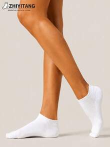 ZHIYITANG Random 1 Pair/3 Pairs/5 Pairs Women's Short Socks, Simple Fashion Solid Color College Style Candy Color Low-Cut Socks, Thin Breathable Comfortable Soft Moisture-Wicking Sweat-Absorbing Socks For Spring Summer Autumn, Sports Casual Street Style, Suitable For Daily Wear - Multicolor - View 6