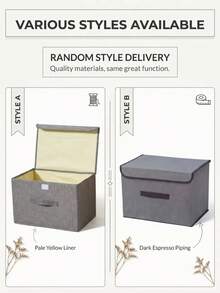 1pc Washable Linen Material Foldable CD Storage Box, Foldable Storage Bin, Toy Organizer Basket With Lid, Laundry Basket,Dorm Room - Grey - View 4