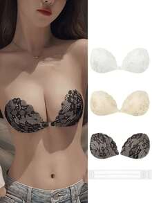 1/2/3pcs Invisible Silicone Push-Up Bra With Straps | Reusable, Strapless, Backless Bra, Suitable For Wedding Dress And Swimwear - Multicolor - View 2