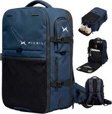 PICSIL Horizon - Mochila de Cabina Expandible 26L-33L, Backpack Impermeable con Compartimento Laptop 15.6" y Tenis, Modular para Viaje, Trabajo y Gimnasio - Marina de - Ver 8