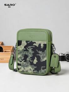 saroxi Bolso bandolera para hombre con bolsillo lateral, bolso de una sola correa, bolsa para artículos pequeños, multifuncional para ir al trabajo y uso casual, bolso para teléfono, estilo camuflaje minimalista, regalo para hombres, novio, bolso de moda - Multicolor - Ver 3