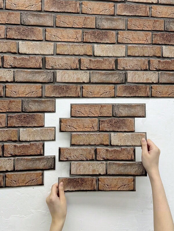 1pc/10pcs/20pcs 3D Faux Brick Self-Adhesive Splash Guard, Waterproof Wall Panel, Kitchen Wall Decor, Country Style, Suitable For Bathroom, Living Room, Bedroom, Vintage Style Home Wall Decoration