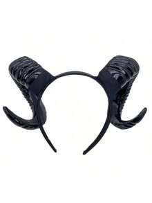 1pc Halloween Little Devil Horn Headband, Gothic Style Funny Photo Prop Cosplay Hair Accessory - Black - View 2