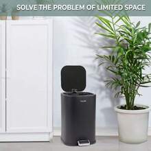 5L Stainless Steel Pedal Bin Soft Close Kitchen Bathroom Removable Inner Bucket - Grey - View 3